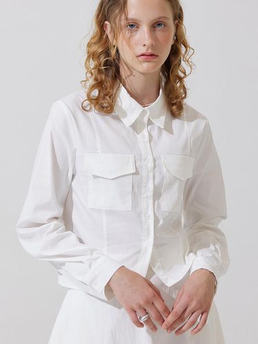 Cargo pocket cropped long shirts - white - ADAUL - Modalova