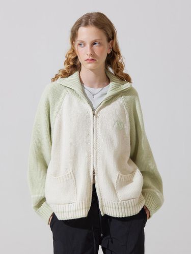 AD Embroidery Coloring Knit Zip Up Cardigan - ADAUL - Modalova