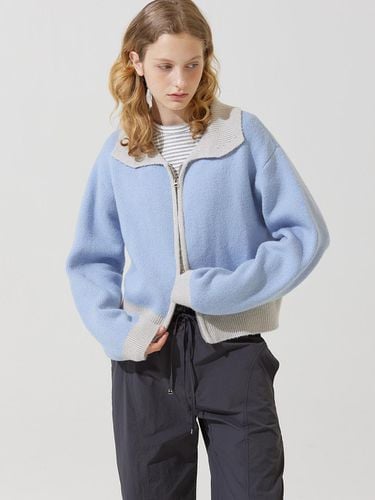 Oui coloring knit zip up cardigan - skyblue - ADAUL - Modalova