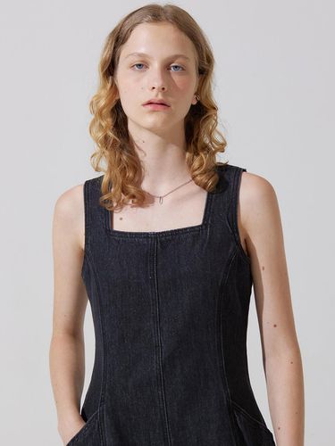 Clerk denim long sleeveless dress - black - ADAUL - Modalova