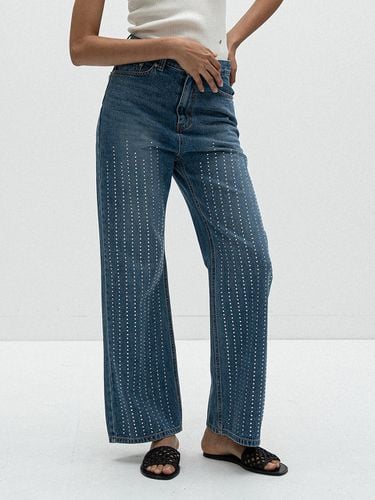 Crystal Trimmed Semi Bell-bottom Jeans - vente - Modalova