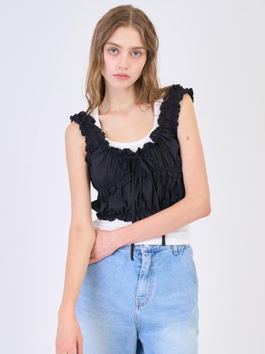 Shirring Cropped Sleeveless Black - RAVEROUS - Modalova