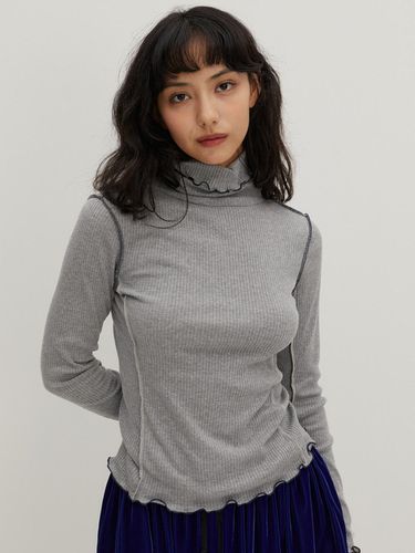 Contrast Interlock Turtle Neck T/Shirts M/Grey - RAVEROUS - Modalova