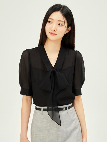 Puffed Sleeves Tie-Neck Blouse GP6A0BL361 - JJ JIGOTT - Modalova