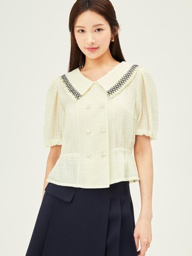 Smoking Wide Collar Crop Blouse - JJ JIGOTT - Modalova