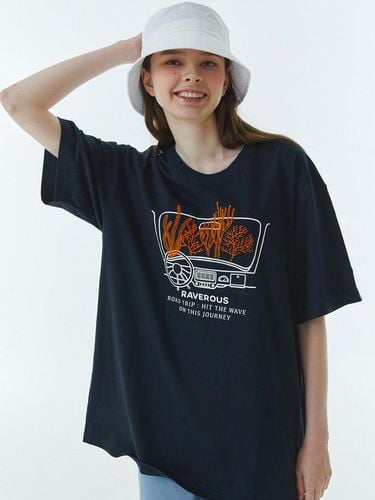 Embroidered T-shirt Navy - RAVEROUS - Modalova