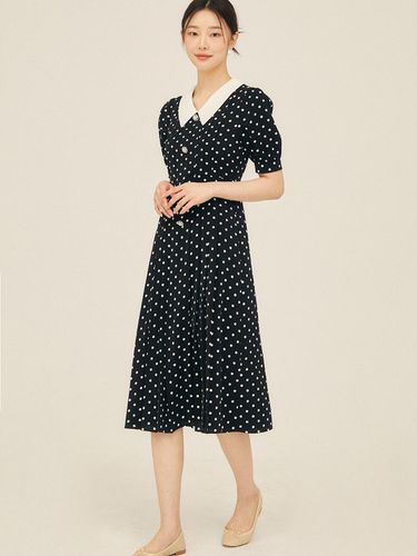 Dot Pintuck Coloring Collar Dress - JJ JIGOTT - Modalova