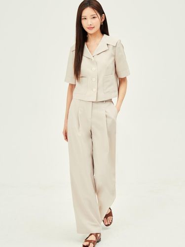 One Tuck Elastic Back Waistband Wide Pants - JJ JIGOTT - Modalova