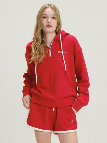 Half Zip-up Hoodie Sweatshirts Red - RAVEROUS - Modalova