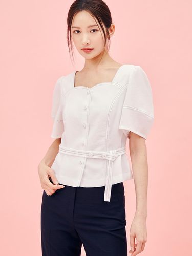 Stitch Heart-Neck Cropped Blouse GP6A0BL351 - JJ JIGOTT - Modalova