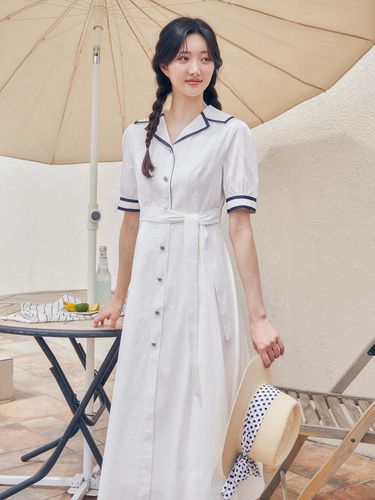 Seersucker Wide Collared Dress GP6P0OP681 - JJ JIGOTT - Modalova