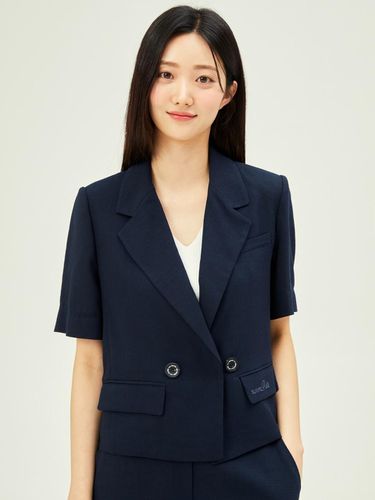 Double-breasted half-sleeve cropped jacket - JJ JIGOTT - Modalova