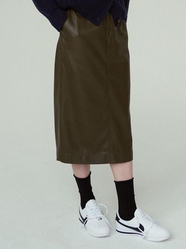 Faux leather banding skirt (khaki) - blank03 - Modalova