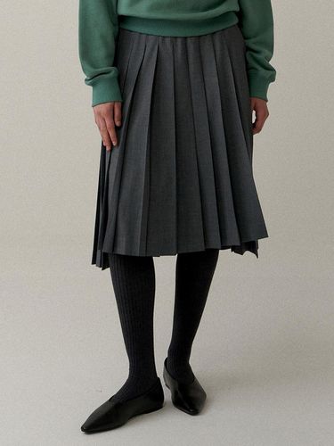 Pleats wool skirt (charcoal) - blank03 - Modalova