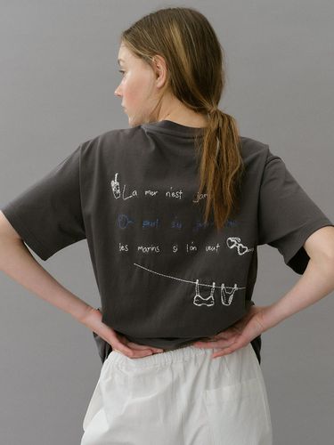 Embroidery boxy t-shirt (charcoal) - blank03 - Modalova