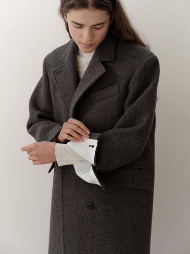 Wool tailored boxy coat (grey) - blank03 - Modalova