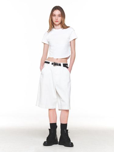 Unbalanced Cropped T-shirt - White - INSTANTFUNK - Modalova