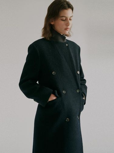 Alpaca boucle double coat (navy) - blank03 - Modalova