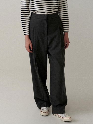 Two-way wool tuck pants (charcoal) - blank03 - Modalova