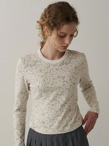 Lace jacquard cropped t-shirt [Italian fabric] (li - blank03 - Modalova