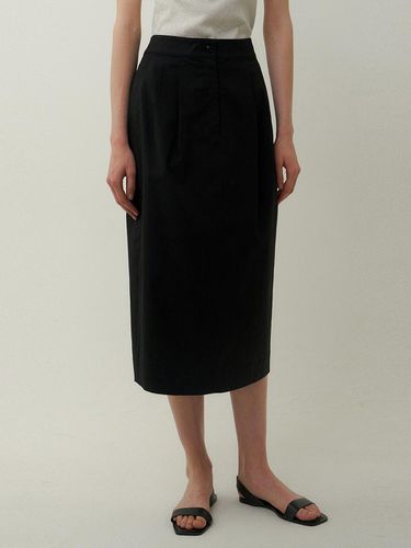 Cotton tuck skirt (black) - blank03 - Modalova