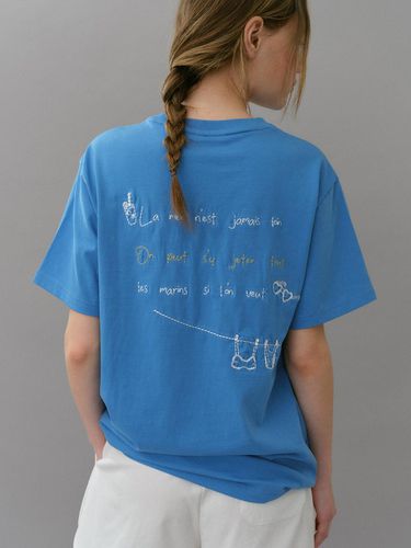 Embroidery boxy t-shirt (blue) - blank03 - Modalova