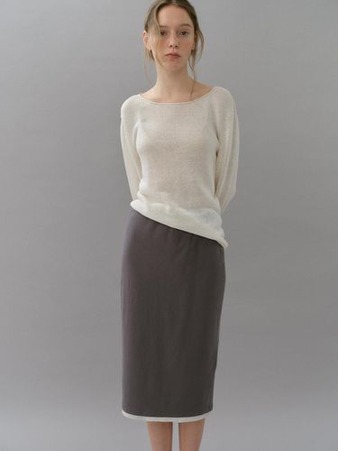 Banding layered jersey skirt (charcoal) - blank03 - Modalova