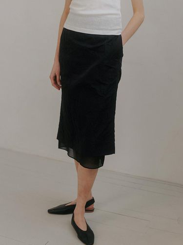 Wrinkle layer midi skirt (black) - blank03 - Modalova