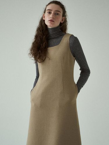 Wool flared dress (beige) - blank03 - Modalova