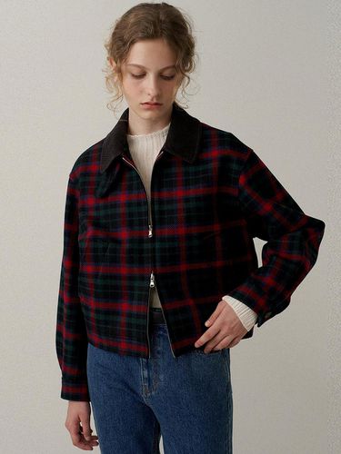 Wool check blouson [Italian fabric] (red check) - blank03 - Modalova