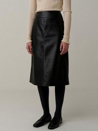 Faux leather A-line skirt (black) - blank03 - Modalova