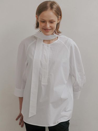 Cotton tie shirt blouse (off white) - blank03 - Modalova