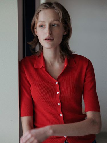 Linen button pullover (red) - blank03 - Modalova