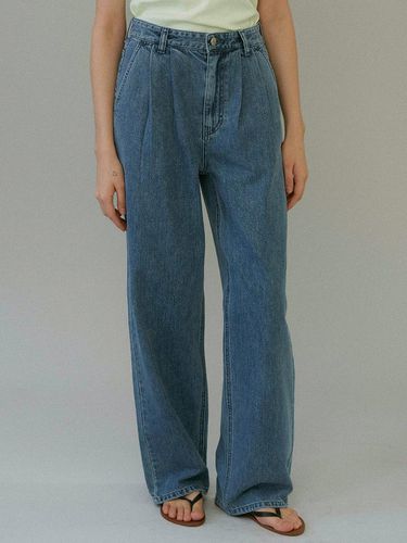 Tuck wide denim pants (classic blue) - blank03 - Modalova