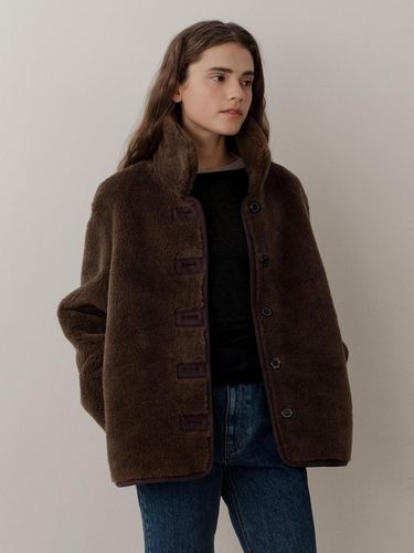 Wool shearing reversible half coat (brown) - blank03 - Modalova