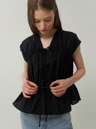 Cotton shirring blouse (black) - blank03 - Modalova