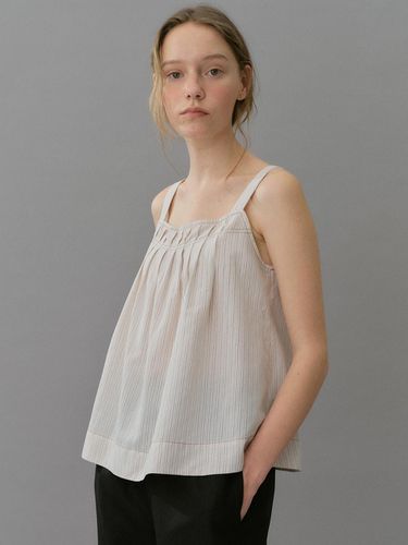 Pleats stripe top [Italian fabric] (beige stripe) - blank03 - Modalova