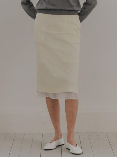 Wrinkle layer midi skirt (cream) - blank03 - Modalova