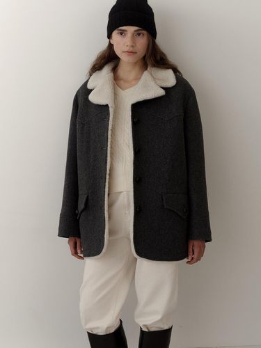 Wool western half coat (grey) - blank03 - Modalova