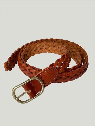 Gold Buckle Webbing Belt_Brown - EZIO - Modalova