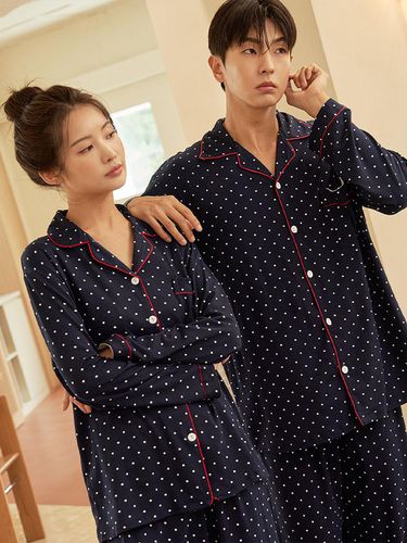 Sofkin Dot Long-Sleeved Couple Pajamas Set - DOSSY - Modalova