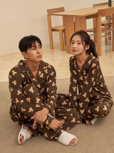 Softkin Teddy Long Sleeve Couple Pajamas Set - DOSSY - Modalova