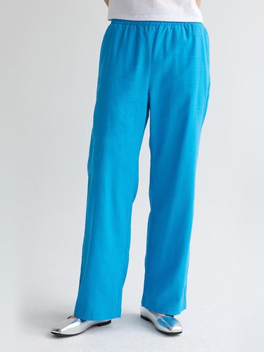 Linen banding pants - blue - TSH - Modalova