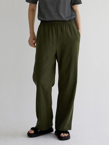 Linen banding pants - khaki - TSH - Modalova