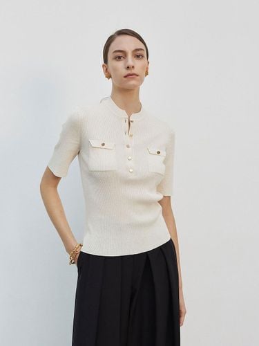 Button Henley Neck Knit Top - Mare di mari - Modalova