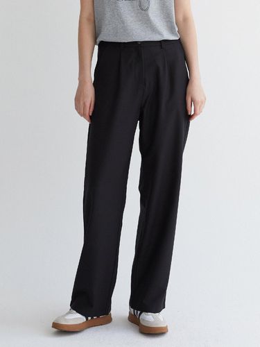 One-tuck wide slacks pants - black - TSH - Modalova