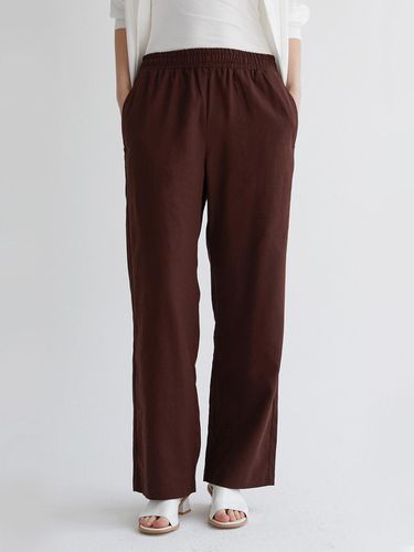 Linen banding pants - brown - TSH - Modalova