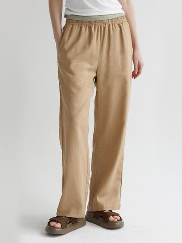 Linen banding pants - beige - TSH - Modalova