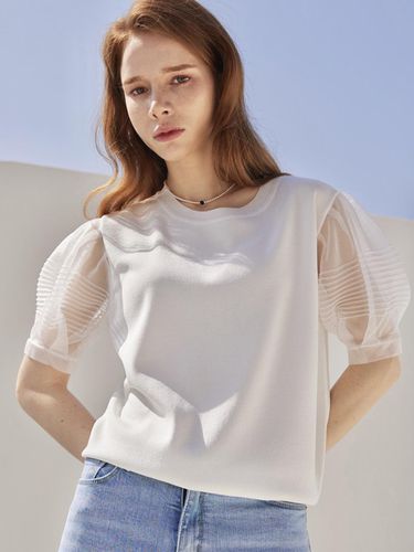 See-Through Short-Sleeved Puff Knit T-shirt_JESKN0 - JUARR - Modalova