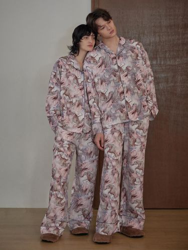 CLASSIC PAJAMA COUPLE SET_Marble Pink - atempo - Modalova